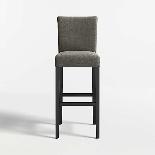Lowe Charcoal Grey Upholstered Bar Stool with Ebony Wood Legs