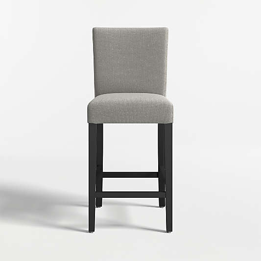 Lowe Charcoal Grey Upholstered Counter Stool with Ebony Wood Legs