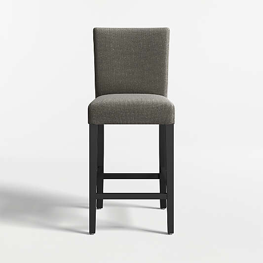 Lowe Charcoal Grey Upholstered Counter Stool with Ebony Wood Legs