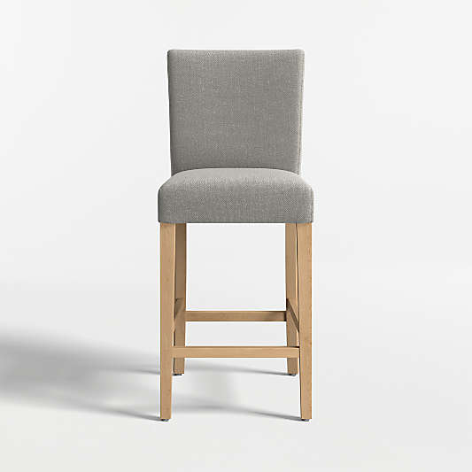 Lowe Charcoal Grey Upholstered Counter Stool with Natural Wood Legs