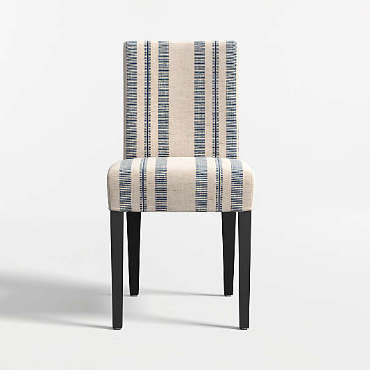 Lowe Indigo Stripe Upholstered Dining Chair with Ebony Wood Legs