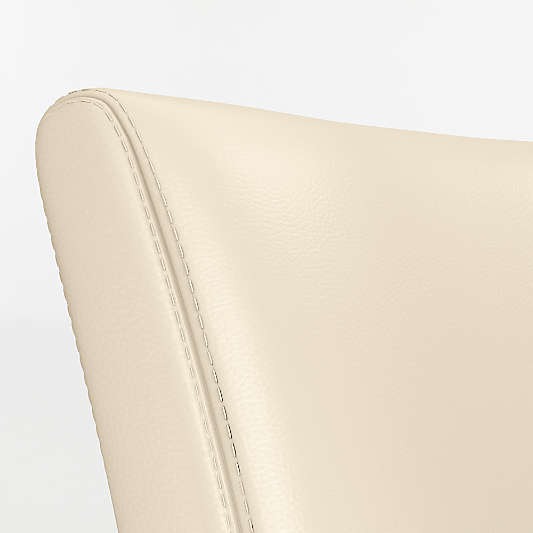 Lowe Ivory Leather Bar Stool with Natural Wood Legs