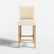 Lowe Bone Leather Counter Stool with Natural Wood Legs