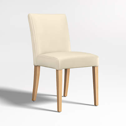 Lowe Ivory Leather Dining Chair with Natural Wood Legs