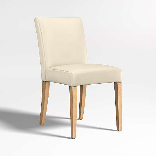 Lowe Ivory Leather Dining Chair with Natural Wood Legs