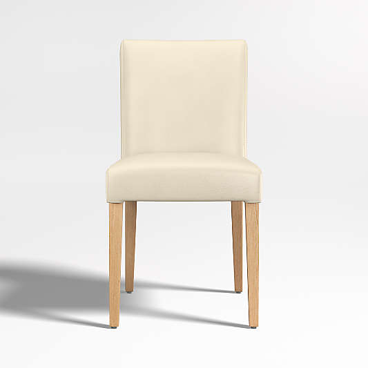 Lowe Ivory Leather Dining Chair with Natural Wood Legs