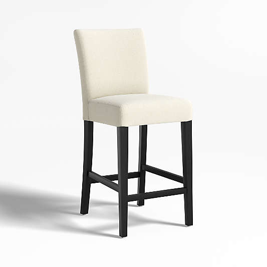 Lowe Ivory Upholstered Counter Stool with Ebony Wood Legs