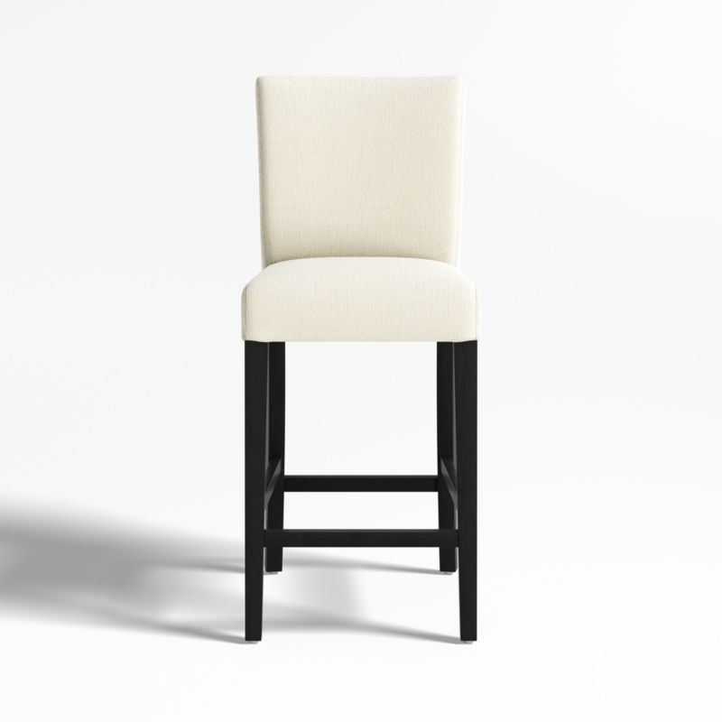 Viewing product image Lowe Ivory Upholstered Counter Stool with Ebony Wood Legs - image 1 of 4