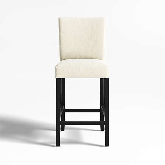 Lowe Ivory Upholstered Counter Stool with Ebony Wood Legs