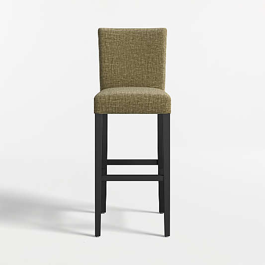 Lowe Doux Olive Upholstered Bar Stool with Ebony Wood Legs