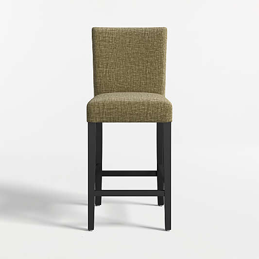 Lowe Doux Olive Upholstered Counter Stool with Ebony Wood Legs