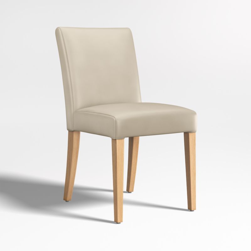 Lowe Bone White Leather Dining Chair with Natural Wood Legs, Set of 4