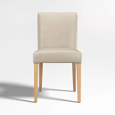 Lowe Bone White Leather Dining Chair with Natural Wood Legs