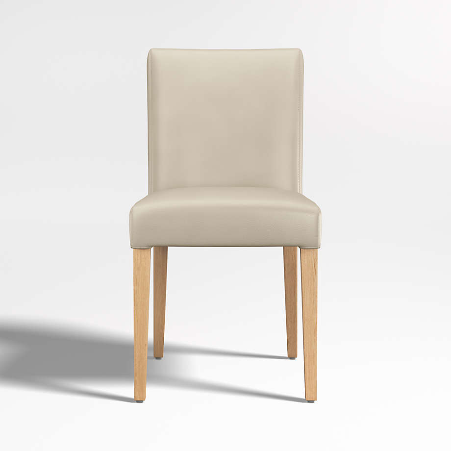 Lowe Bone White Leather Dining Chair with Natural Wood Legs + Reviews