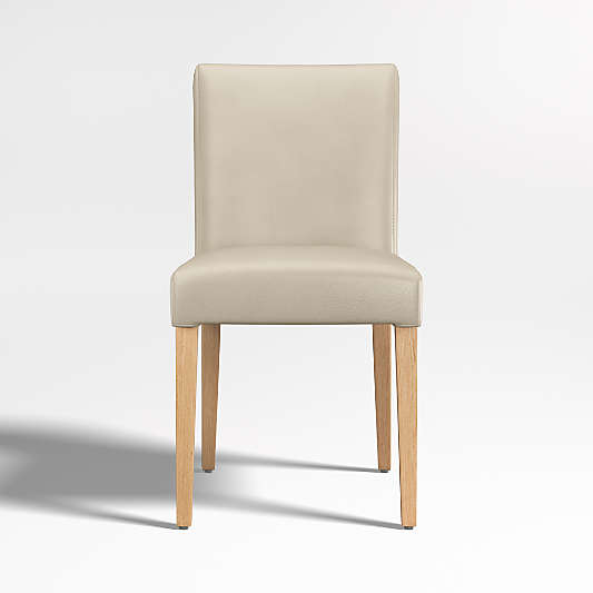 Lowe Bone White Leather Dining Chair with Natural Wood Legs, Set of 4