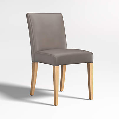 Lowe Grey Leather Dining Chair with Natural Wood Legs