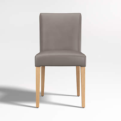 Lowe Grey Leather Dining Chair with Natural Wood Legs