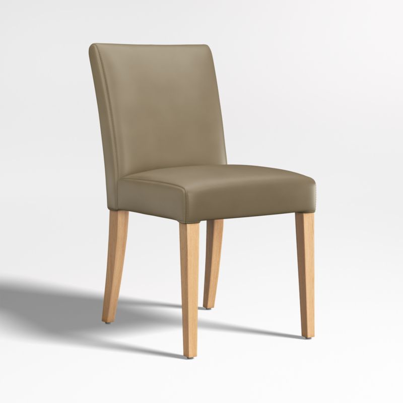 Lowe Moss Green Leather Dining Chair with Natural Wood Legs