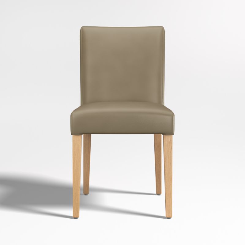 Lowe Moss Green Leather Dining Chair with Natural Wood Legs