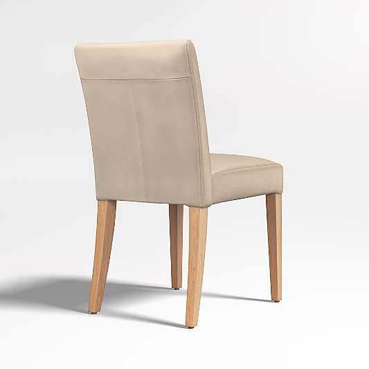 Lowe Tan Light Brown Leather Dining Chair with Natural Wood Legs