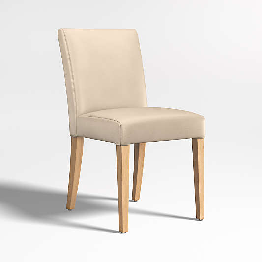 Lowe Tan Light Brown Leather Dining Chair with Natural Wood Legs