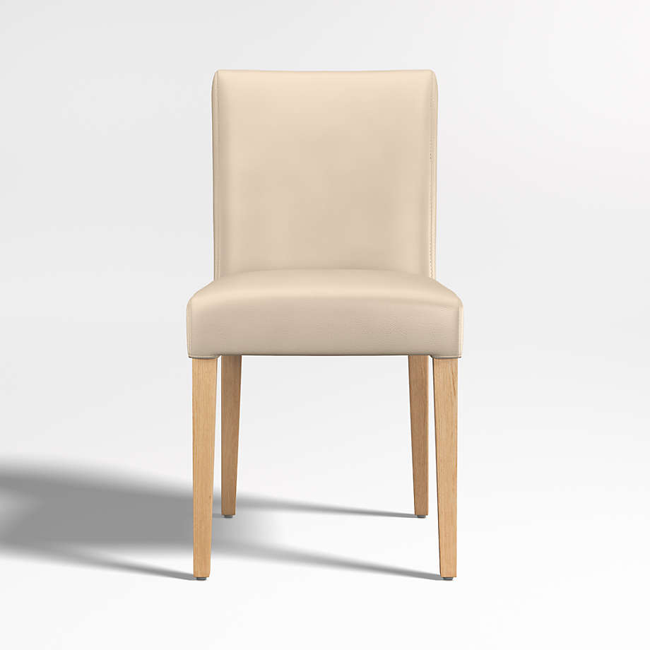 Lowe Tan Light Brown Leather Dining Chair with Natural Wood Legs