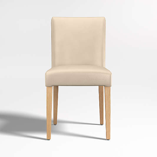 Lowe Tan Light Brown Leather Dining Chair with Natural Wood Legs