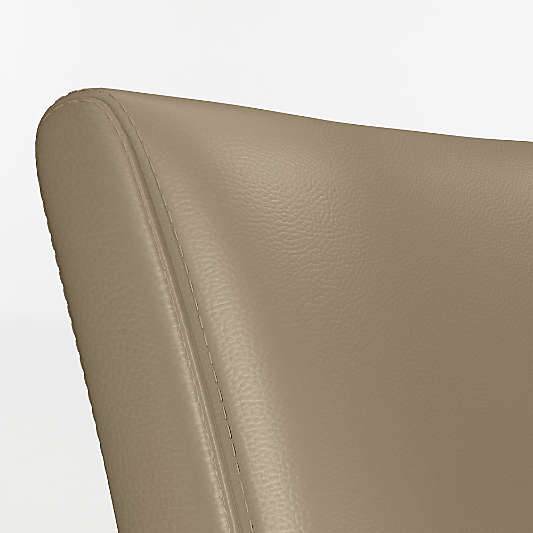 Lowe Moss Green Leather Stools with Natural Wood Legs