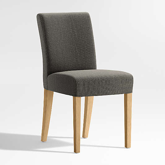 Lowe Charcoal Grey Upholstered Dining Chair with Natural Wood Legs