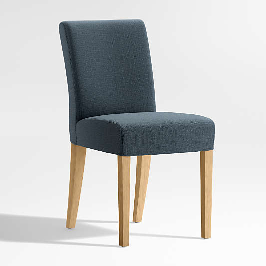 Lowe Navy Upholstered Dining Chair with Natural Wood Legs