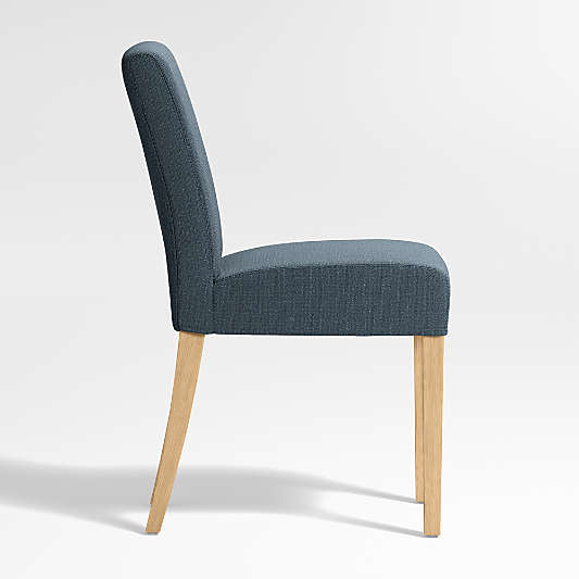 Lowe Navy Upholstered Dining Chair with Natural Wood Legs