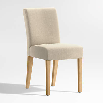 Lowe Taupe Upholstered Dining Chair with Natural Wood Legs