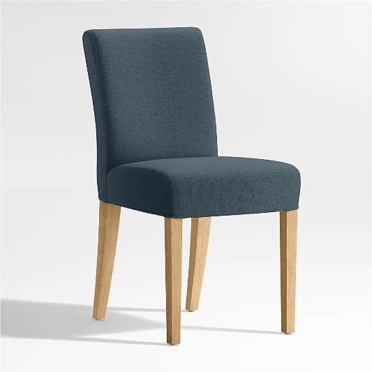 Lowe Navy Upholstered Dining Chair with Natural Wood Legs