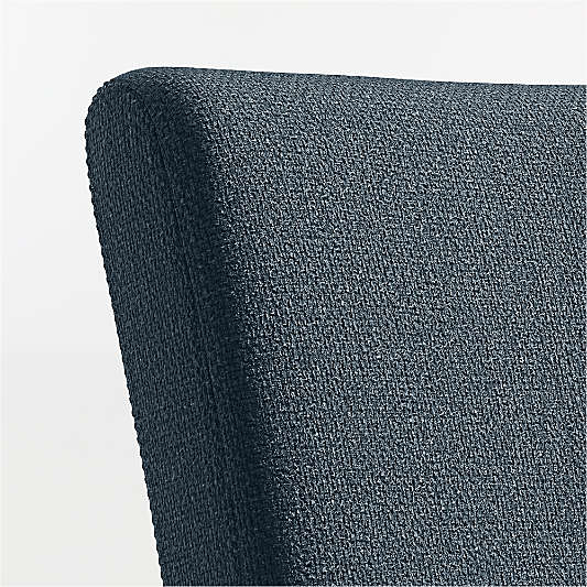 Lowe Navy Upholstered Stools with Natural Wood Legs