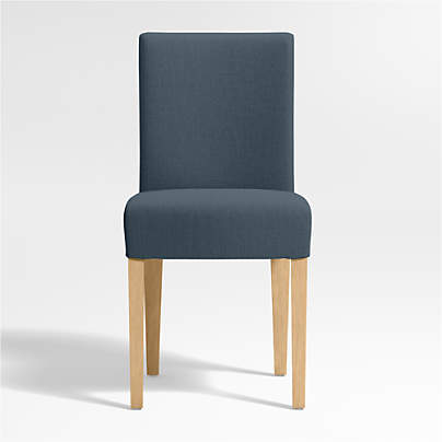 Lowe Navy Upholstered Dining Chair with Natural Wood Legs