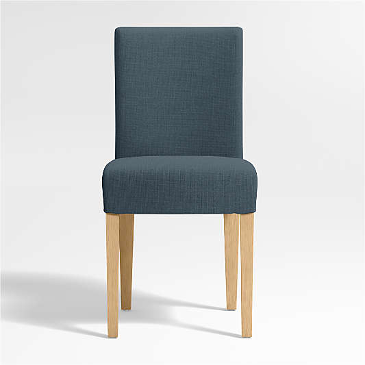 Lowe Navy Upholstered Dining Chair with Natural Wood Legs