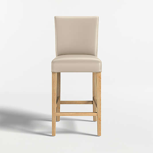 Lowe Bone Leather Counter Stool with Natural Wood Legs