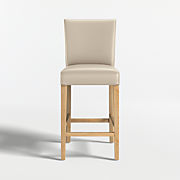 Lowe Bone Leather Counter Stool with Natural Wood Legs