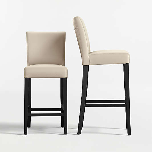 Lowe Bone Leather Stools with Ebony Wood Legs