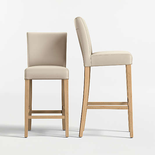 Lowe Bone Leather Stool with Natural Wood Legs
