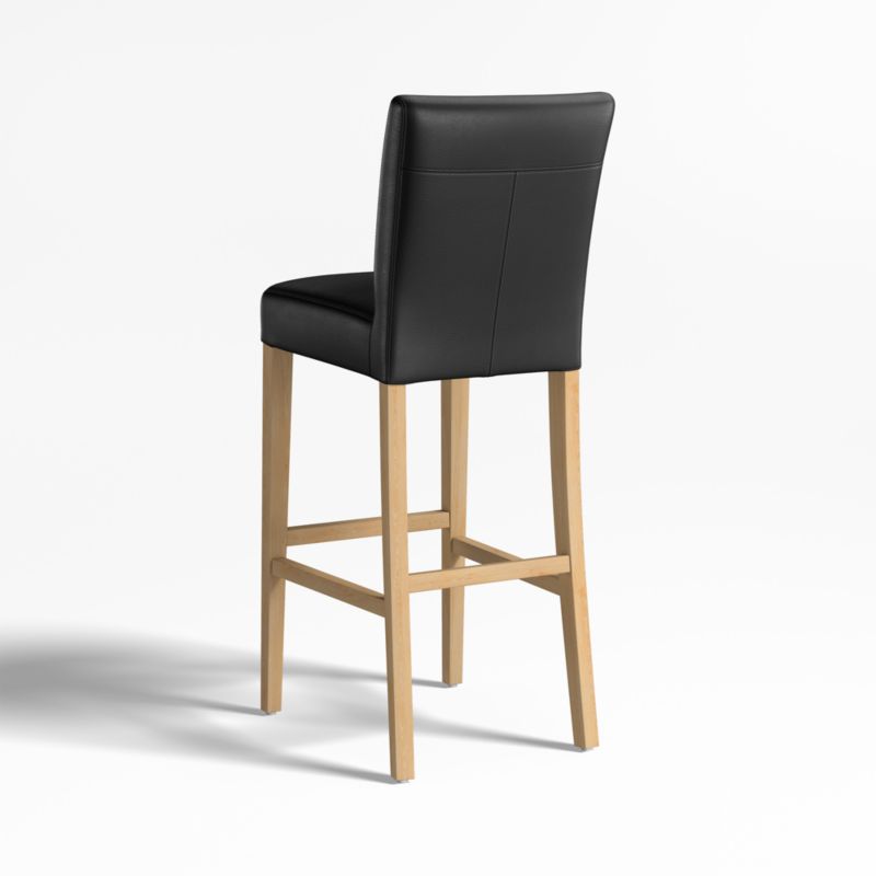 Lowe Onyx Leather Bar Stool with Natural Wood Legs - image 3 of 4