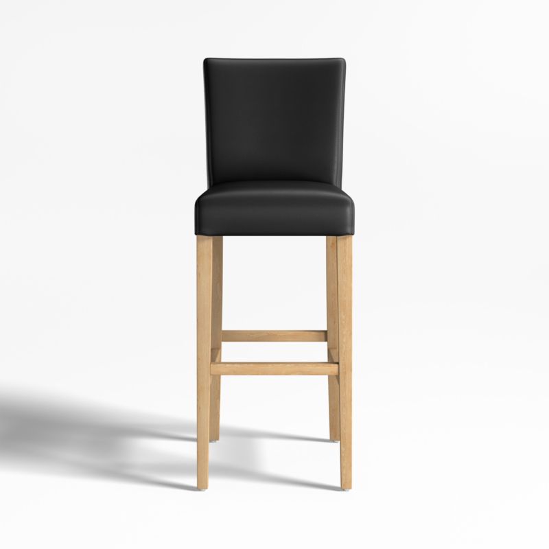 Lowe Onyx Leather Bar Stool with Natural Wood Legs - image 0 of 4