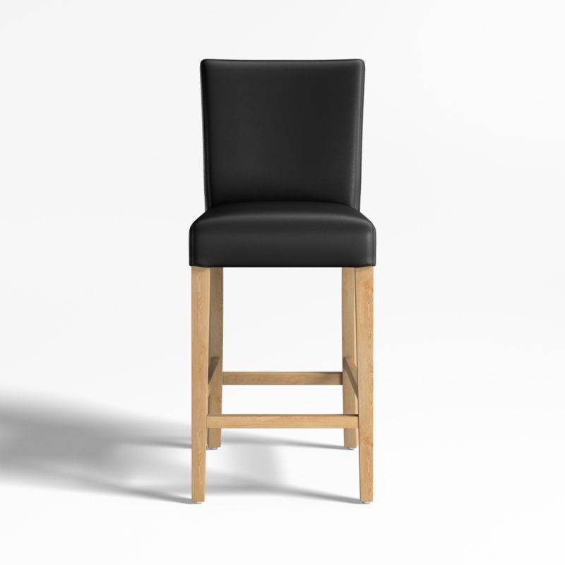 Lowe Onyx Leather Counter Stool with Natural Wood Legs - image 0 of 4