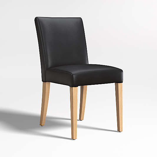 Lowe Onyx Leather Dining Chair with Natural Wood Legs