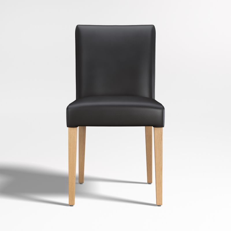 Viewing product image Lowe Onyx Leather Dining Chair with Natural Wood Legs - image 1 of 5