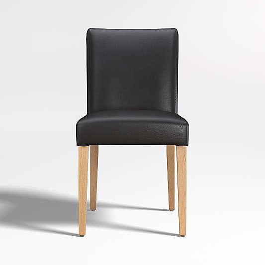 Lowe Onyx Leather Dining Chair with Natural Wood Legs