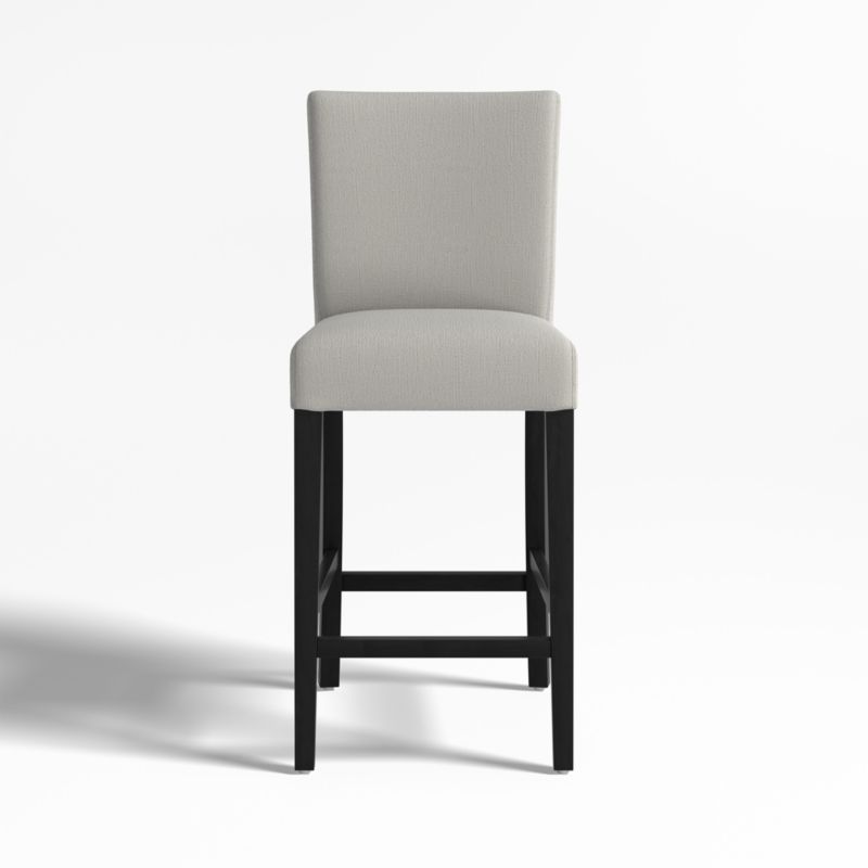 Viewing product image Lowe Pewter Grey Upholstered Counter Stool with Ebony Wood Legs - image 1 of 5