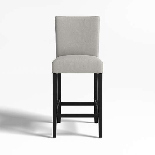 Lowe Pewter Grey Upholstered Counter Stool with Ebony Wood Legs