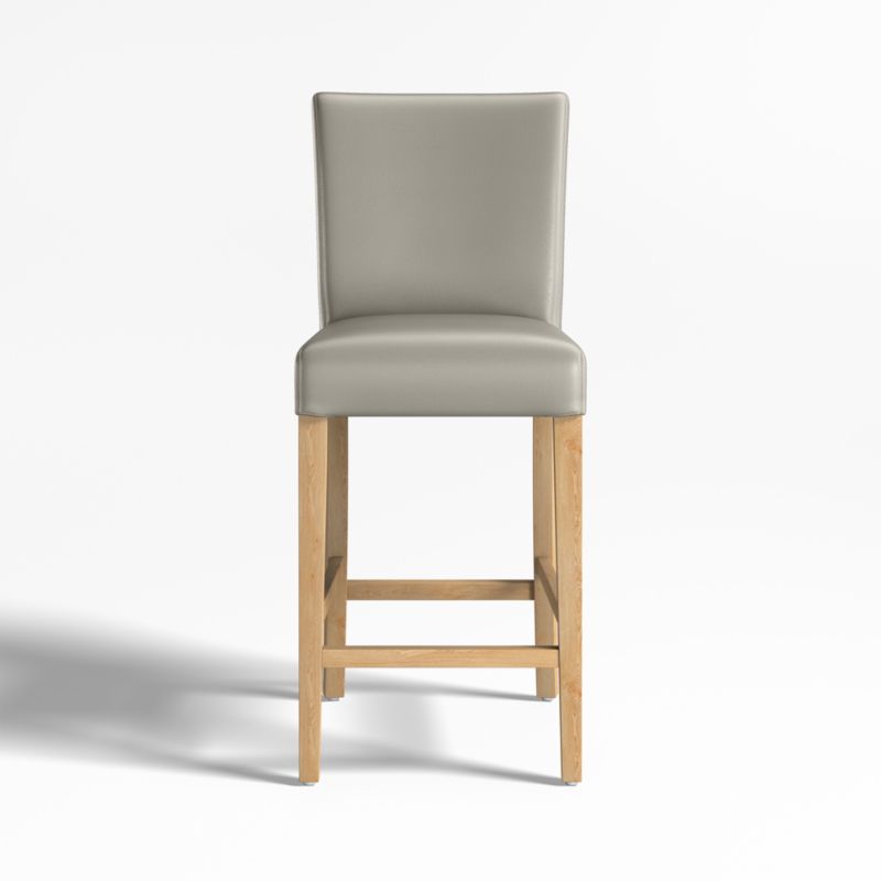 Viewing product image Lowe Pewter Grey Leather Counter Stool with Natural Wood Legs - image 1 of 4