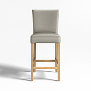 Lowe Ivory Upholstered Counter Stool with Natural Wood Legs